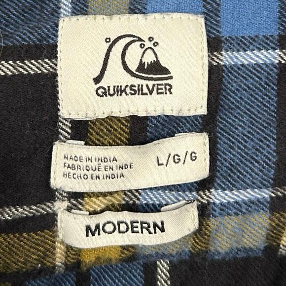 Quicksilver Mens Modern Plaid Flannel Long Sleeve Shirt Outdoor Blue Size Large - Picture 4 of 8